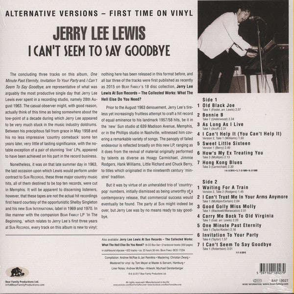 Jerry Lee Lewis : I Can't Seem To Say Goodbye (LP, Comp, RM)