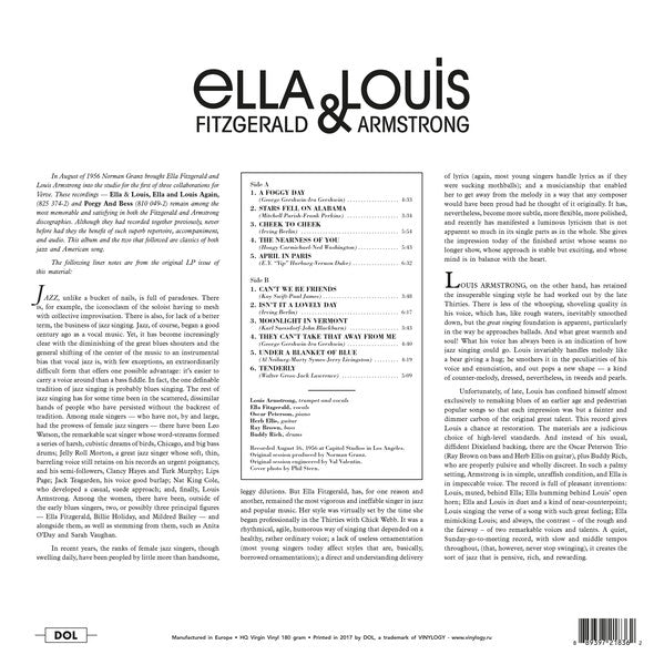 Ella Fitzgerald & Louis Armstrong : Ella And Louis (LP,Album,Reissue,Mono)