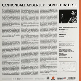 Cannonball Adderley, Miles Davis, Hank Jones, Sam Jones, Art Blakey : Somethin' Else (LP,Album,Limited Edition,Reissue,Stereo)