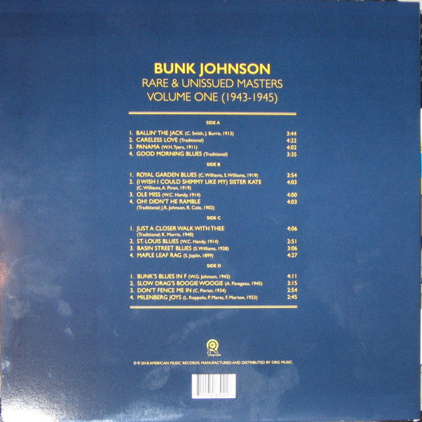 Bunk Johnson : Rare And Unissued Masters Volume One (1943-1945) (2xLP, Ltd, Blu)