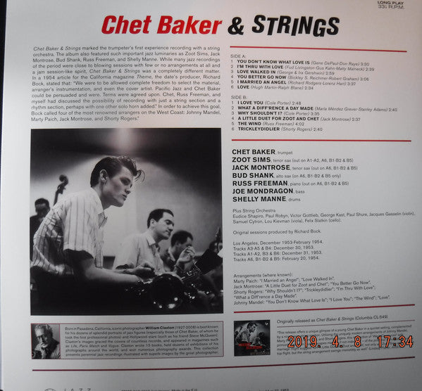 Chet Baker : Chet Baker & Strings (LP, Album, Hig)