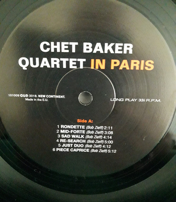 Chet Baker Quartet : In Paris (2xLP, Comp, Ltd, 180)