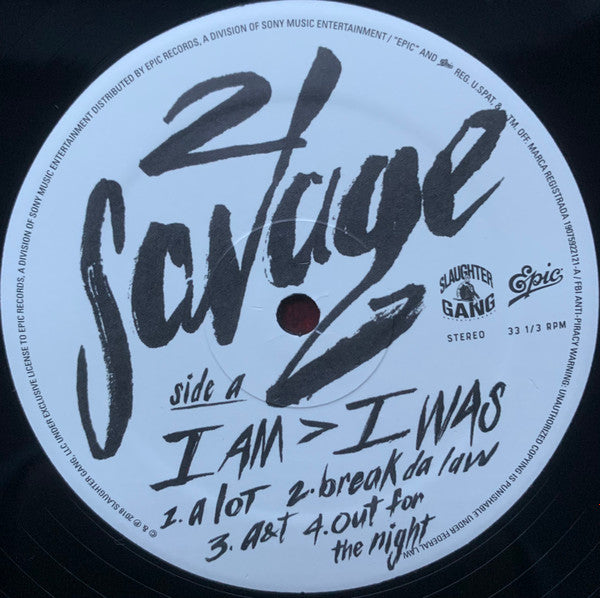 21 Savage : I Am > I Was (LP,Album,Stereo)