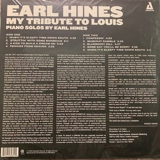 Earl Hines : My Tribute To Louis: Piano Solos By Earl Hines (LP, Album, RE, RM)