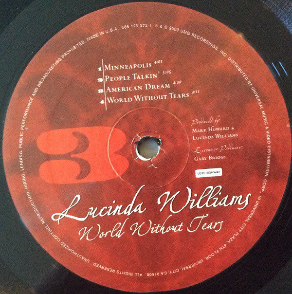 Lucinda Williams : World Without Tears (2xLP, Album,  Un)