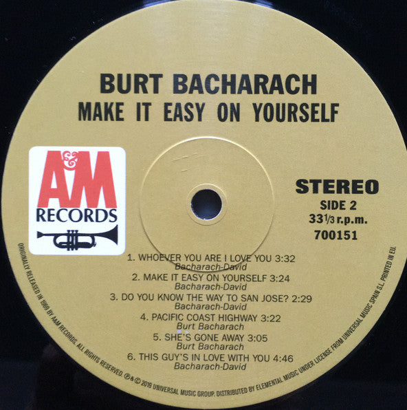 Burt Bacharach : Make It Easy On Yourself (LP, Album, Ltd)