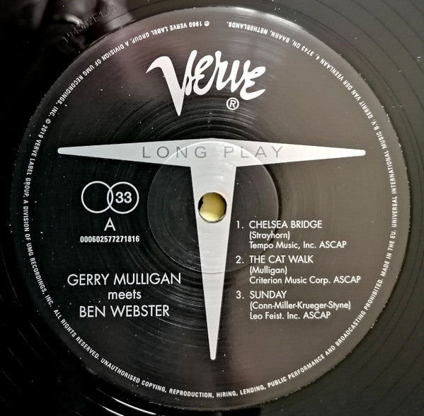 Gerry Mulligan, Ben Webster : Gerry Mulligan Meets Ben Webster (LP,Album,Reissue)