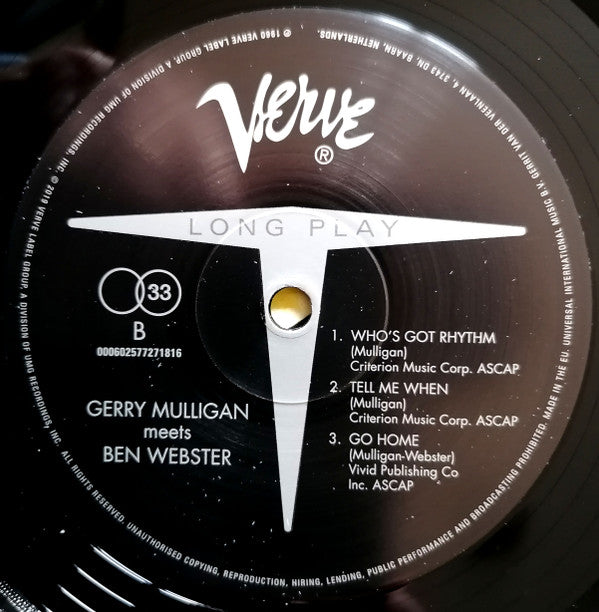 Gerry Mulligan, Ben Webster : Gerry Mulligan Meets Ben Webster (LP,Album,Reissue)