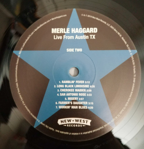 Merle Haggard : Live From Austin TX (1978) (LP,Album,Reissue)