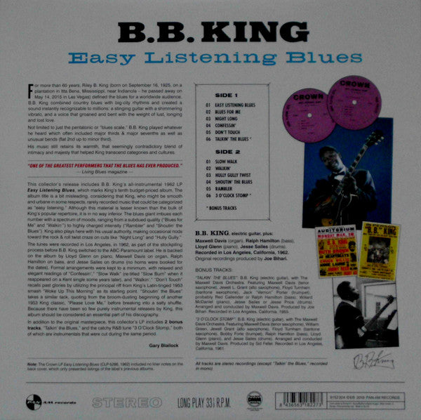 B.B. King : Easy Listening Blues (LP, Album, RP, 180)