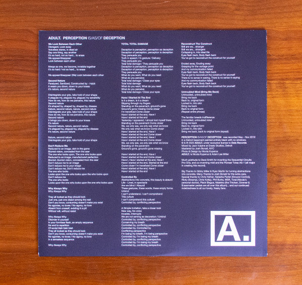 ADULT. : Perception Is/As/Of Deception (LP,Album,Limited Edition)