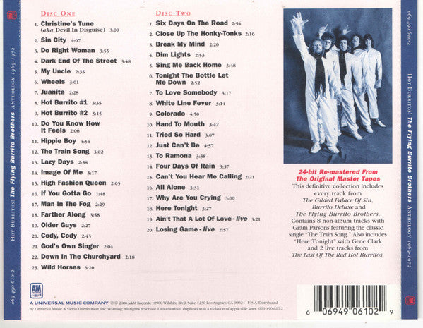 The Flying Burrito Bros : Hot Burritos! The Flying Burrito Bros Anthology 1969-1972 (2xCD, Comp, RM)