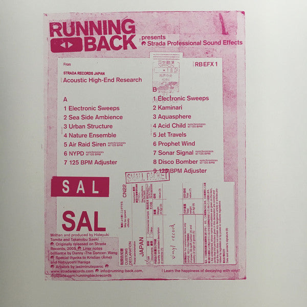 Acoustic High-End Research : Running Back Presents Strada Professional Sound Effects (LP,Reissue,Repress)