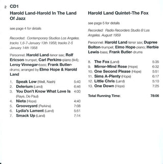 Harold Land : Four Classic Albums (2xCD, Comp, RM)