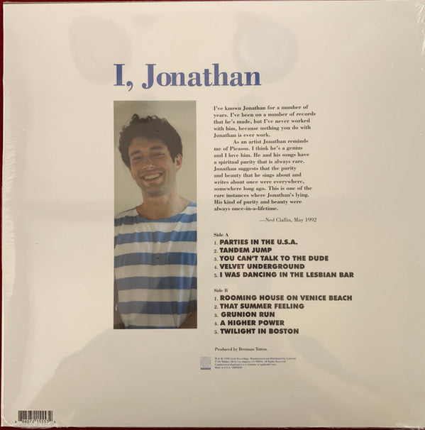 Jonathan Richman : I, Jonathan (LP, Album, RE)