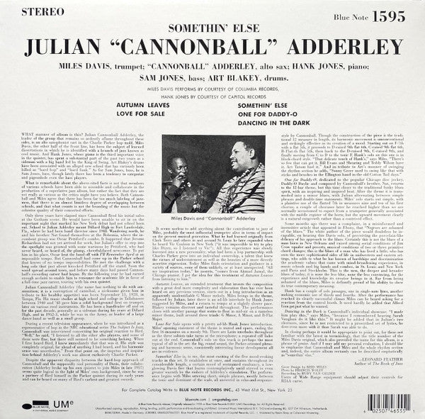 Cannonball Adderley : Somethin' Else (LP,Album,Reissue,Stereo)