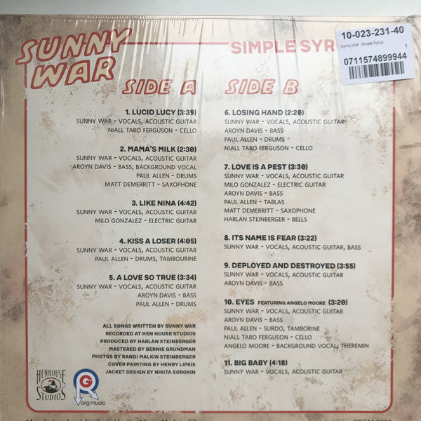 Sunny War : Simple Syrup (LP,Album,Stereo)