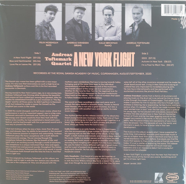 Andreas Toftemark Quartet : A New York Flight  (LP)