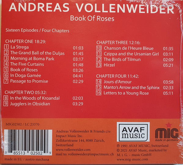 Andreas Vollenweider : Book Of Roses (CD, Album, RE)