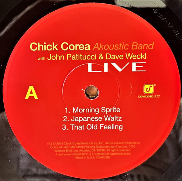 Chick Corea Akoustic Band With John Patitucci And Dave Weckl : Live (3xLP, Album, RE, Tri)