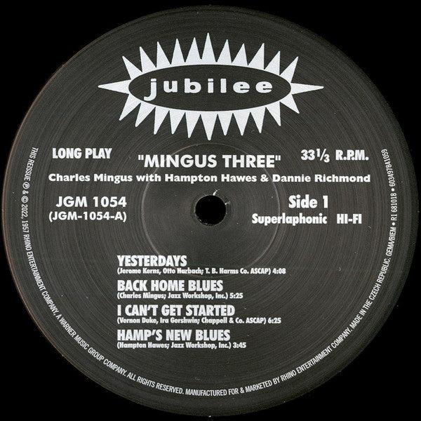 Charles Mingus With Hampton Hawes And Dannie Richmond : Mingus Three (LP,Album,Reissue,Mono)