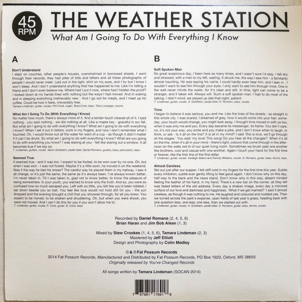 The Weather Station : What Am I Going To Do With Everything I Know (12", EP, RE)