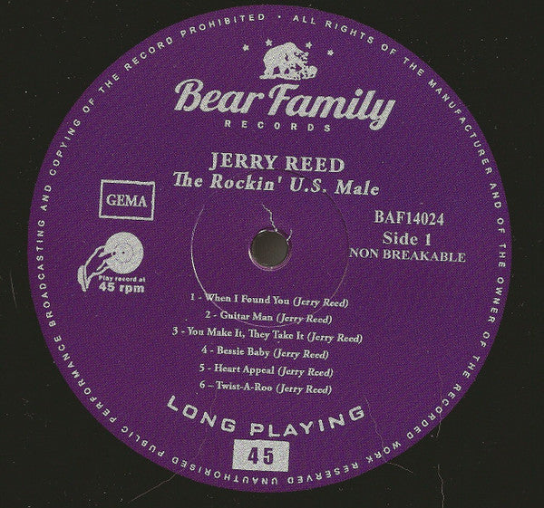 Jerry Reed : The Rockin' U.S. Male (10",45 RPM,Compilation,Remastered)