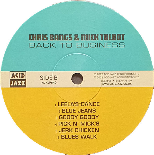 Chris Bangs & Mick Talbot : Back To Business (LP, Album)