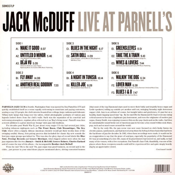 Brother Jack McDuff : Live At Parnell's (LP,Album)