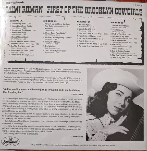 Mimi Roman : First Of The Brooklyn Cowgirls (LP,Album,Mono)