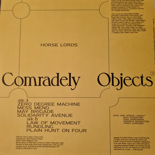 Horse Lords : Comradely Objects (LP, Album)