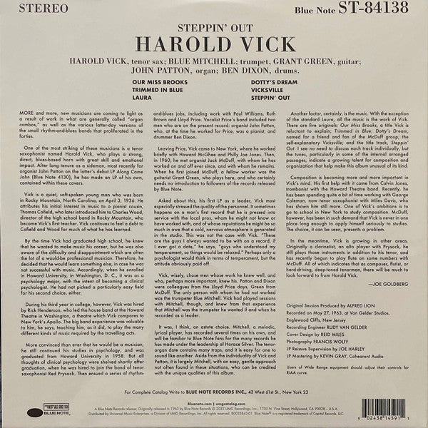 Harold Vick : Steppin' Out! (LP,Album,Reissue,Stereo)