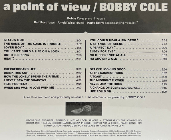 Bobby Cole : A Point Of View (LP,Album,Reissue,Stereo,Mono)