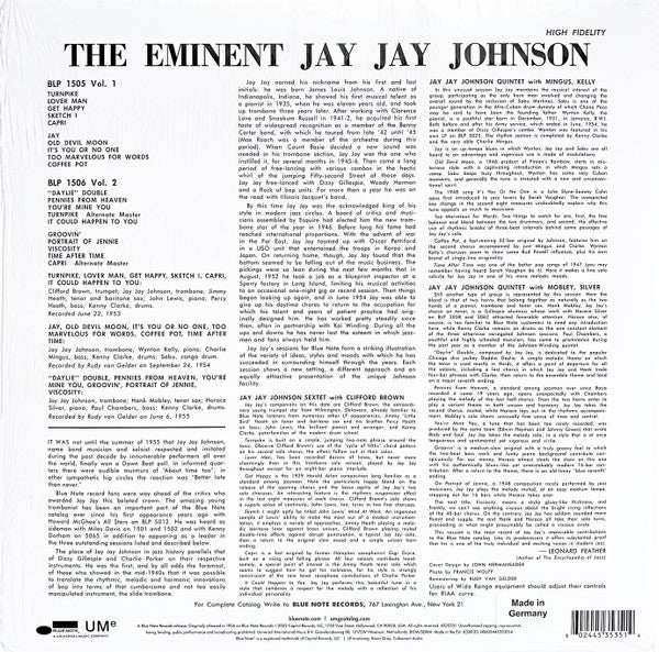 J.J. Johnson : The Eminent Jay Jay Johnson Volume 1 (LP,Compilation,Reissue,Remastered,Mono)