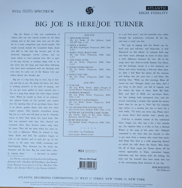 Big Joe Turner : Big Joe Is Here (LP, Mono, Ltd, Num, RE, Sil)