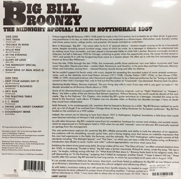 Big Bill Broonzy : The Midnight Special: Live In Nottingham 1957 (LP, Ltd, RE, Vio)