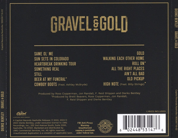 Dierks Bentley : Gravel & Gold (CD, Album)