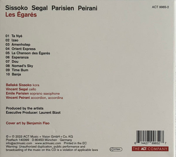 Ballaké Sissoko, Vincent Segal, Emile Parisien, Vincent Peirani : Les Égarés  (CD, Album)