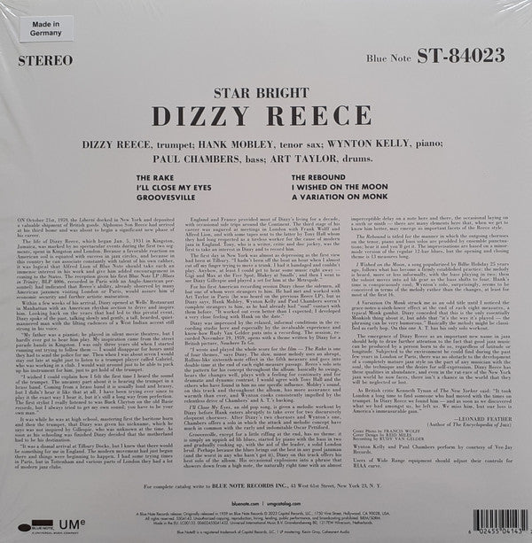 Dizzy Reece : Star Bright (LP, Album, RE, 180)