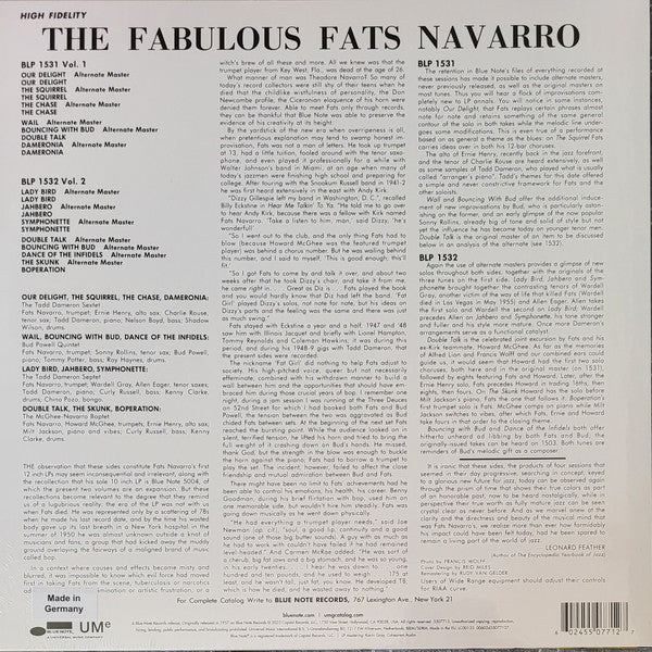 Fats Navarro : The Fabulous Fats Navarro Volume 1 (LP, Album, Mono, RE, RM, 180)