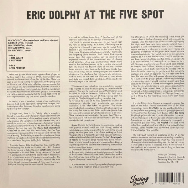 Eric Dolphy : At The Five Spot Volume 1. (LP, RE, Cle)