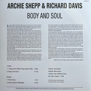 Archie Shepp & Richard Davis (2) : Body And Soul (LP, Album, RE, RM)