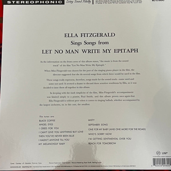 Ella Fitzgerald : Ella Fitzgerald Sings Songs From Let No Man Write My Epitaph (LP, Album, RE, RP, 180)