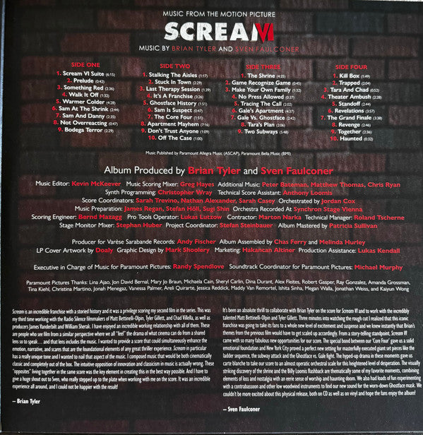 Brian Tyler, Sven Faulconer : Scream VI (Music From The Motion Picture) (LP)