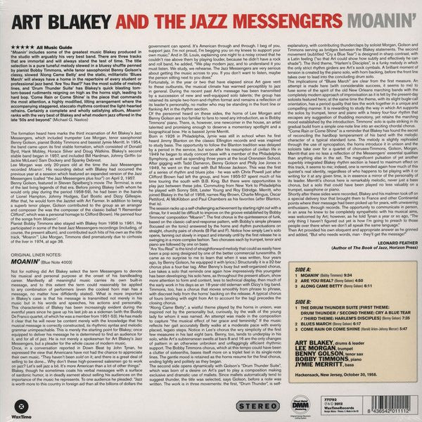 Art Blakey & The Jazz Messengers : Moanin' (LP,Album,Stereo,Limited Edition,Reissue,Remastered)