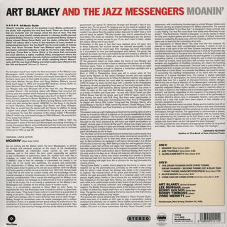 Art Blakey & The Jazz Messengers : Moanin' (LP,Album,Stereo,Limited Edition,Reissue,Remastered)