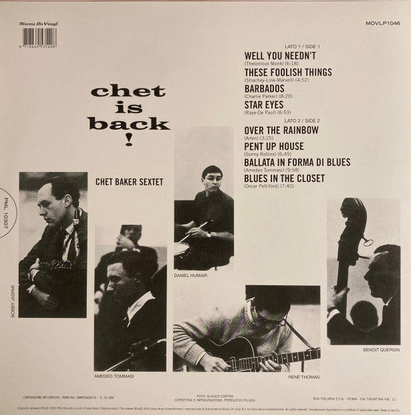 Chet Baker Sextet : Chet Is Back! (LP, Album, RE, 180)