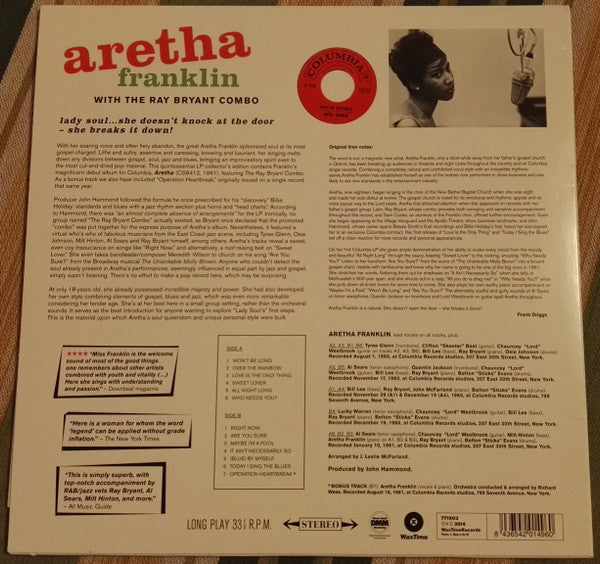 Aretha Franklin With The Ray Bryant Combo : Aretha (LP, Album, RE, 180)