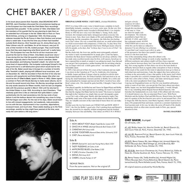 Chet Baker With Bobby Jaspar : I Get Chet (LP, Album, Ltd, RE, 180)