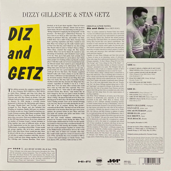 Dizzy Gillespie And Stan Getz : Diz And Getz (LP,Album,Reissue)